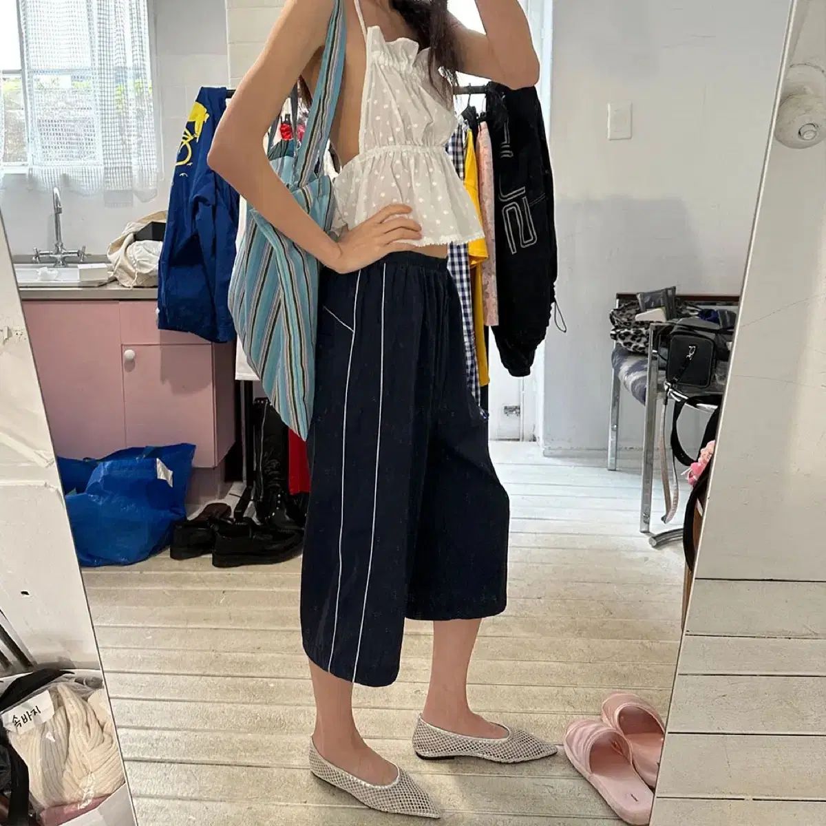 ポジプレックルズ ネイビー バミューダ パンツ ズボン ナイロン