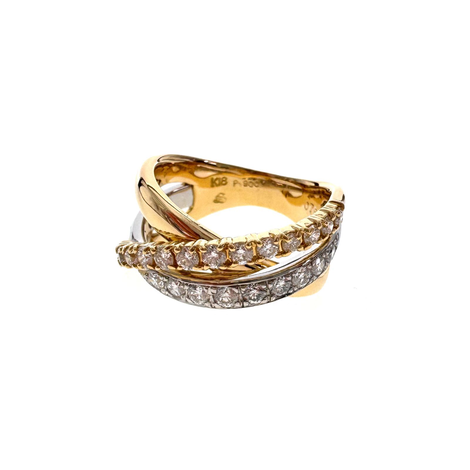 【中古】K18 / Pt900 D0.76ct付リング 9.45g 11号 ゴールド 金 プラチナ ダイヤモンド アクセサリー