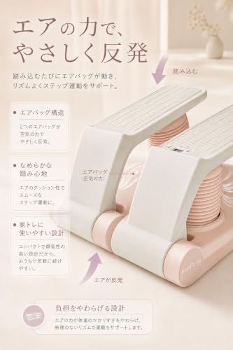 DINGHANG ステッパー エア式 新感覚エアステップ エアクッション式 トレーニングチューブ付き カウンター付き 負荷調節 コンパクト 室内運動 踏み台昇降 有酸素運動 下半身トレーニング 太もも ヒップ ふくらはぎ ボディメイク ながら運動 おうちジムi