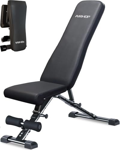 AIRHOP 2026年 改良モデル 素材強化で耐久性アップ トレーニングベンチ＆インクラインベンチ 折りたたみ式 ベンチプレス台＆腹筋ベンチ 全身トレーニング対応 角度調節可能な筋トレベンチ 家庭用フィットネスに最適 収納便利i
