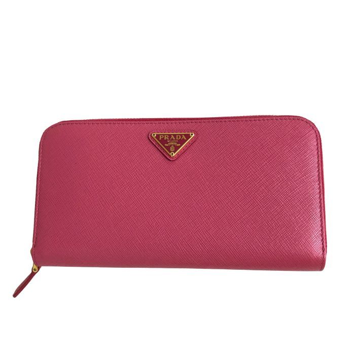 PRADA プラダ サフィアーノ ラウンドファスナー 長財布 1ML506 良品 レディース ピンク【中古】