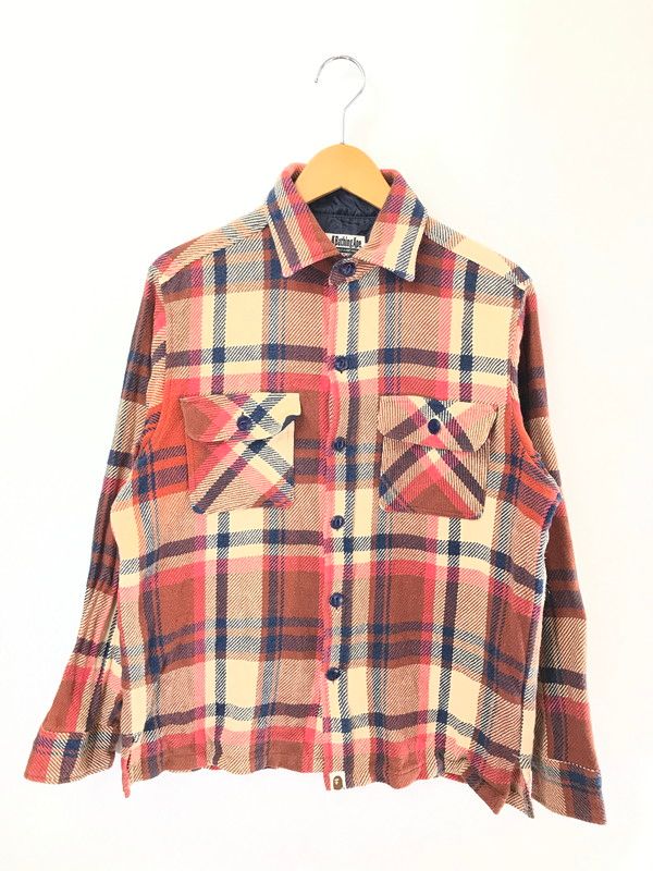 【中古品】 A BATHING APE ア ベイシング エイプ ELBOW PATCH FLANNEL SHIRT 1870-131-064 エルボー パッチ フランネル シャツ トップス 【142-260801-rt-16-tagh】