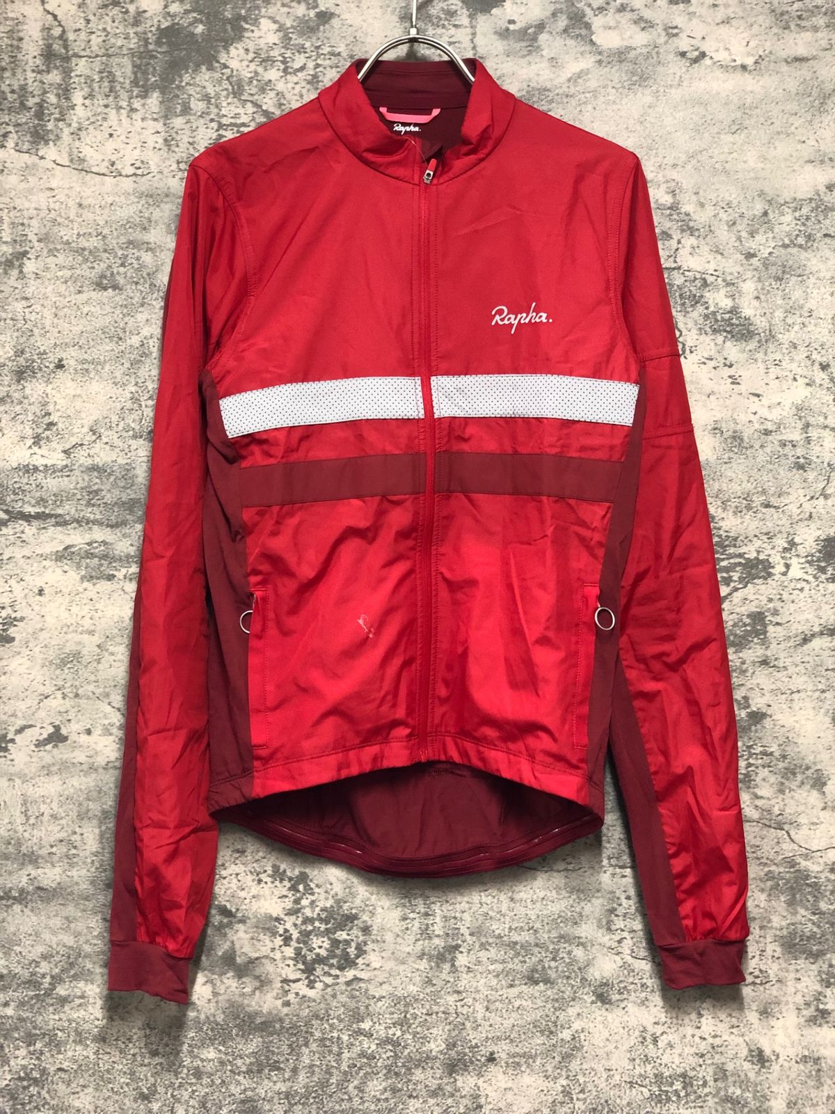 KK257 ラファ Rapha BREVET LONG SLEEVE WINDBLOCK JERSEY 長袖 サイクルジャージ 赤 S ※タグカット 7,584円
