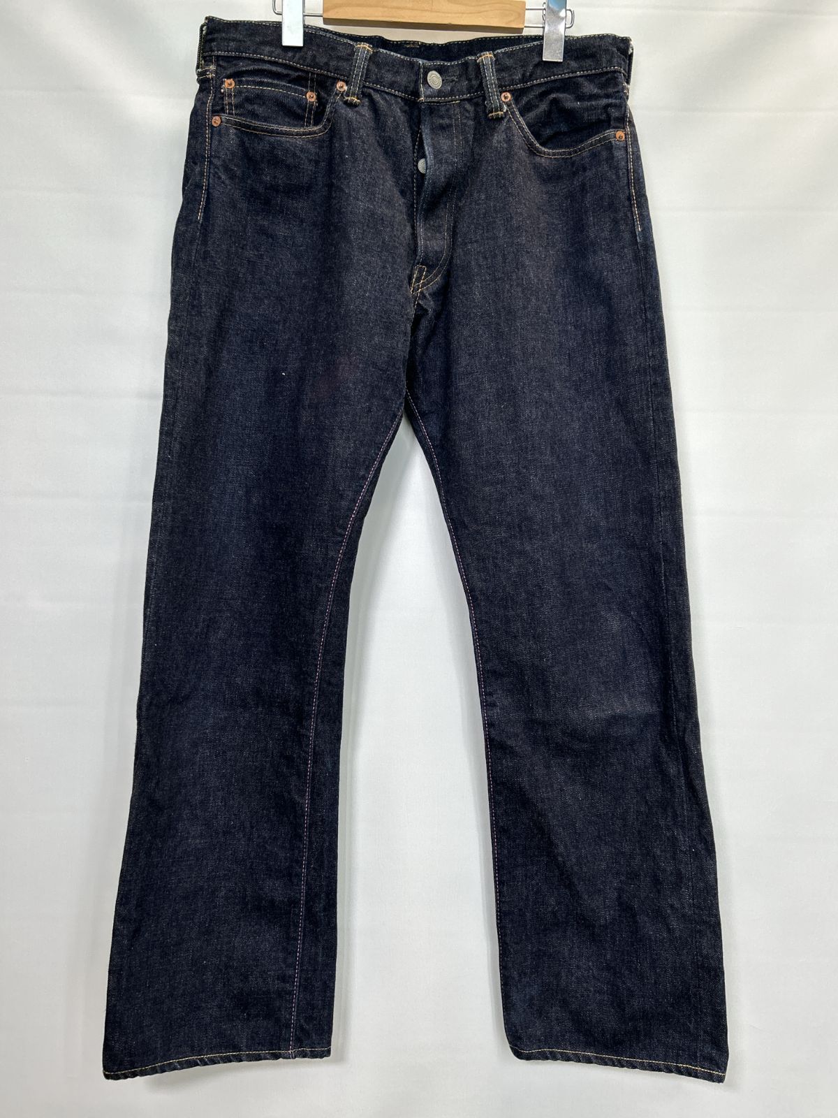 [浜館76-2399] 桃太郎ジーンズ 0205SP 出陣 ボタンフライ 15.7ozスリムストレートジーンズ サイズ：34×35 [中古品]