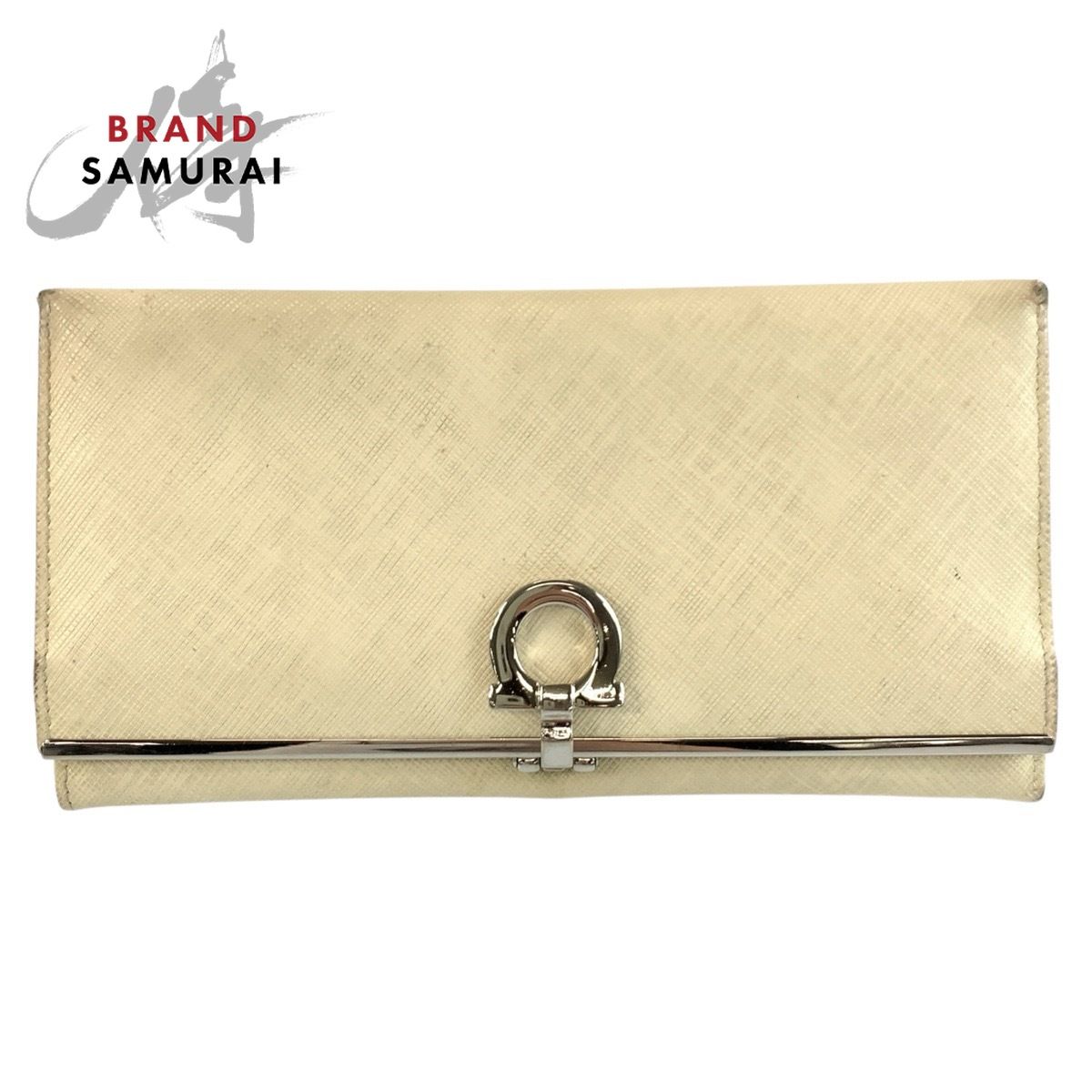 Salvatore Ferragamo サルヴァトーレフェラガモ ガンチーニ アイボリー IK-22 4633 長財布 ロングウォレット レディース 603533【中古】