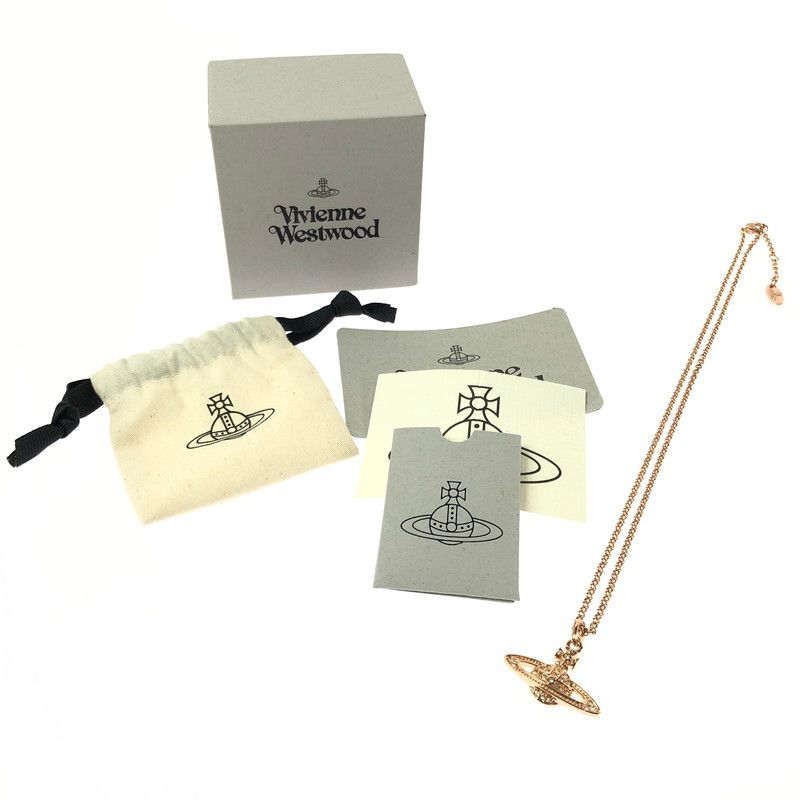 【中古品】 VIVIENNE WEST WOOD ヴィヴィアン ウエスト ウッド MINI BAS RELIEF PENDANT NECKLACE PINK GOLD SILK 8050568221876 【182-260801-rt-07-tagh】