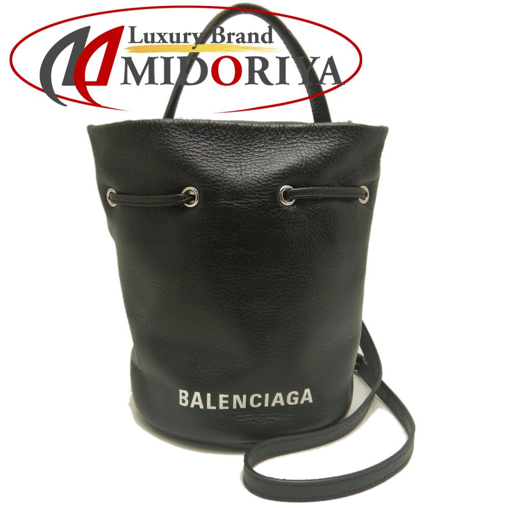 BALENCIAGA バレンシアガ エブリデイ ドローストリング 638342 ショルダーバッグ レザー ブラック レディース /254130【中古】