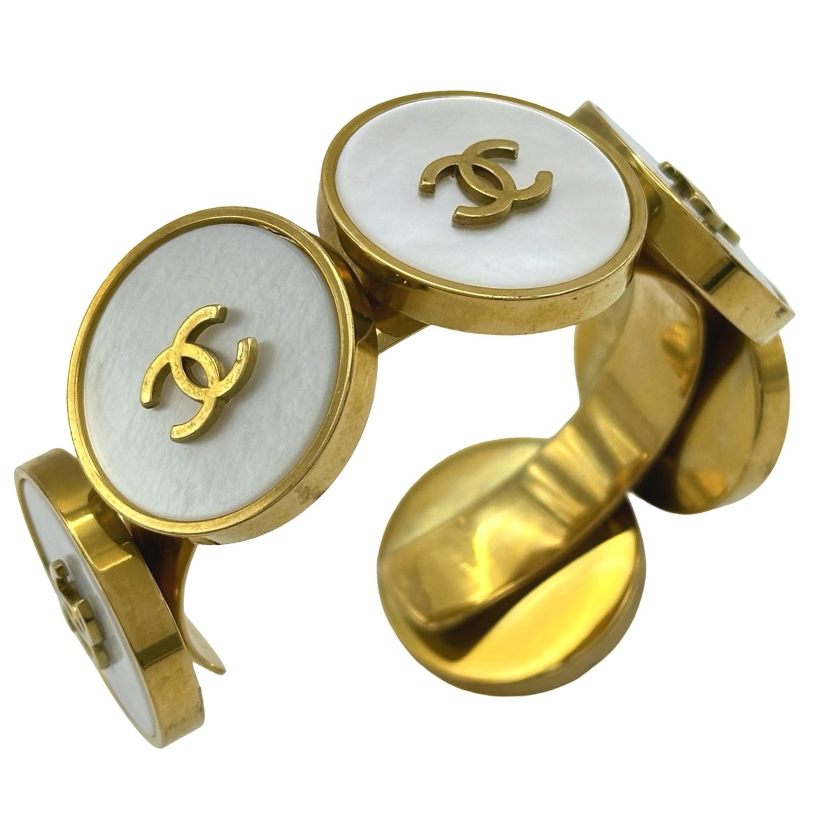 シャネル CHANEL ココマーク サークルバングル ゴールド メタル/シェル アクセサリー