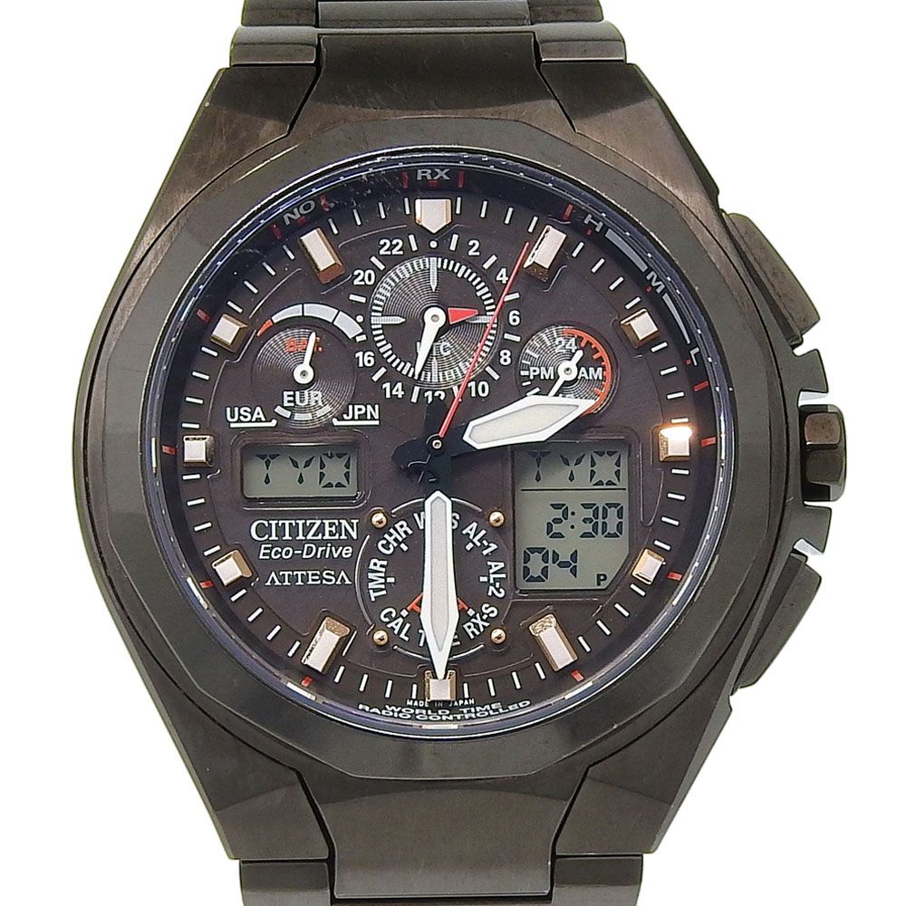 【CITIZEN】シチズン エコドライブ U600-T01253 限定3000本 ATV53-2834 チタン エコドライブ クロノグラフ メンズ 黒文字盤 腕時計