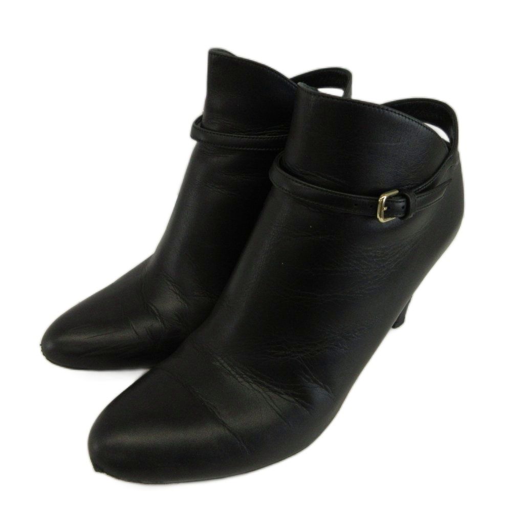 ジミーチュウ JIMMY CHOO Tor 85 ブーティ アンクルブーツ レザー アーモンドトゥ ハイヒール ベルト 39 26cm 黒 ブラック /XZ ■GY64