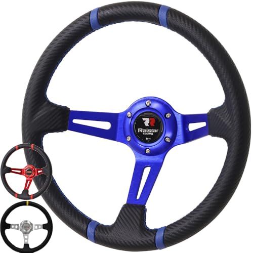 ☆新品☆life_mart ディープコーン ステアリング ハンドル 35φ 70mm スポーツタイプ ステアリングホイール レーシングカー ドリフト ステアリングホイール アクセサリー (ブルー) | ステアリングホイール アクセサリー (ブルー) 6,367円