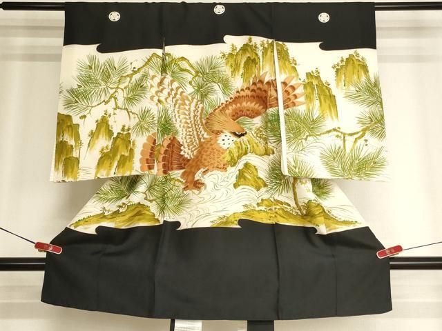 平和屋着物[]お宮参り　男の子　祝着　産着　初着　のしめ　刺繍　鷹　風景松文　金糸　金彩　逸品　AABK9189ja 16,848円