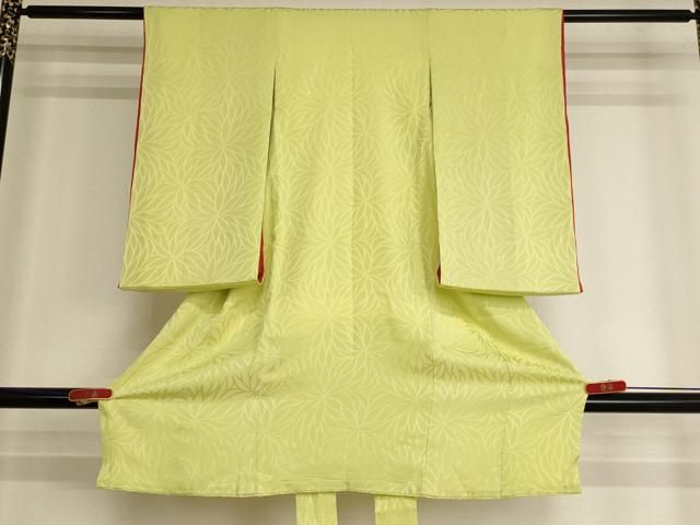 平和屋着物[]お宮参り　女の子　祝着　産着　初着　のしめ　狢菊文　女郎花色　正絹　逸品　AABK9195ja