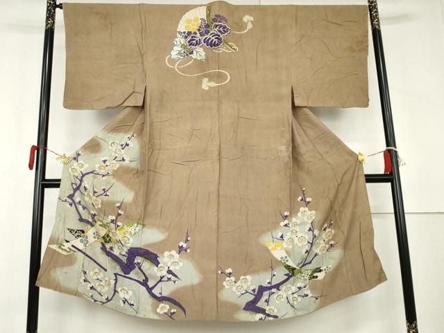 平和屋着物●男性　アンティーク　大正ロマン　訪問着　枝梅に短冊　AABL4185cs 35,490円