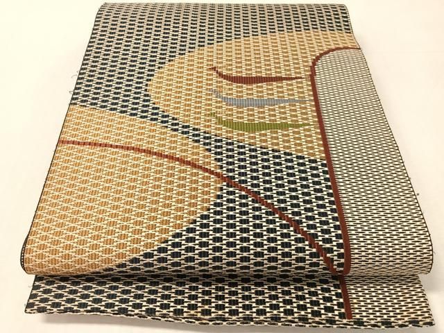 平和屋着物●太鼓柄袋帯　幾何学鳥文　金糸　正絹　逸品　CABL0174vp