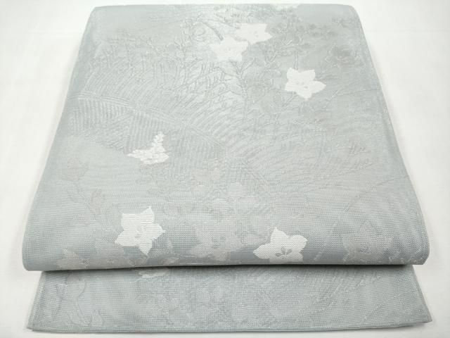 平和屋着物＊夏物　六通柄袋帯　籬草花文　銀糸　正絹　逸品　CABL1285tx 18,460円