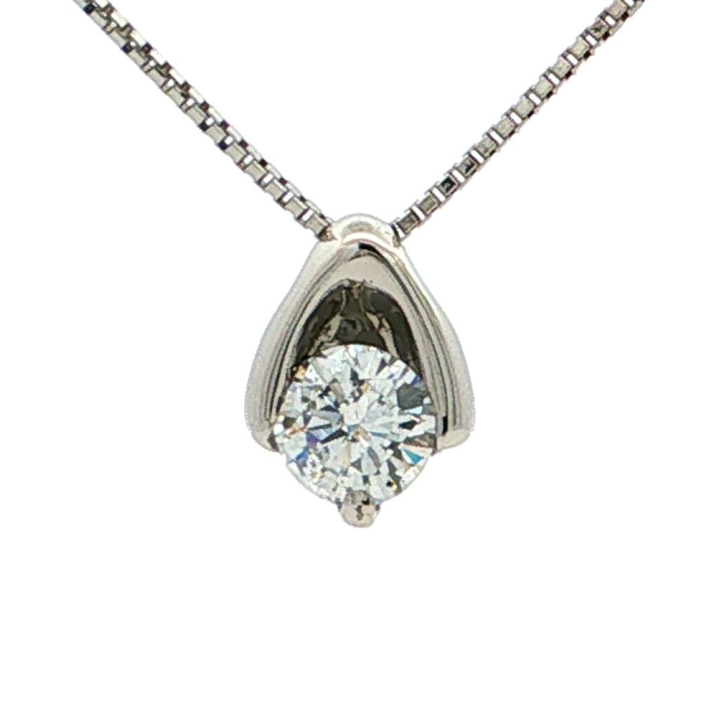 0.215ct ドロップモチーフ プチ ダイヤモンドネックレス ペンダント Pt900-Pt850-2.1g プラチナ 【♀】【N】【レディース】★■620699【中古】