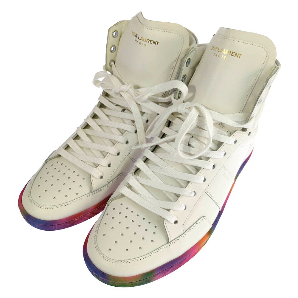 SAINT LAURENT PARIS サンローランパリ コート クラシック SL 10H スニーカー靴 40.5 ホワイト【オールシーズン】【♀】【S】【レディース】★■621964【中古】