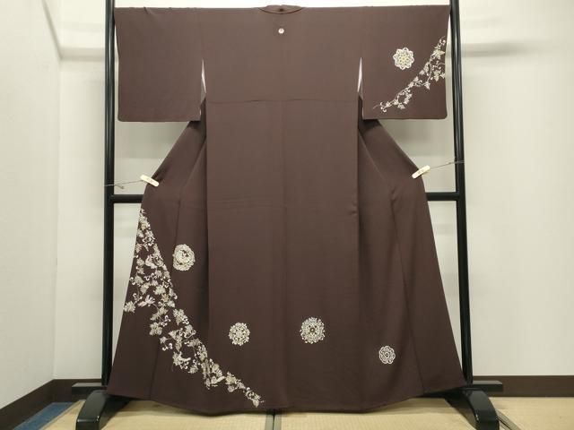 平和屋着物●訪問着　総刺繍　鳳凰花唐草文　金銀糸　正絹　逸品　CABK2411gh