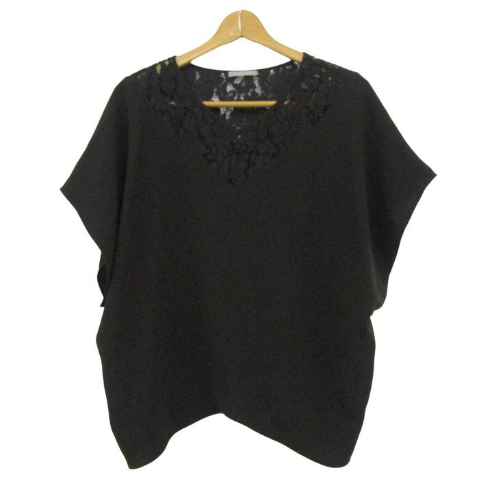 セオリーリュクス ブラウス シャツ トップス Vネック レース 日本製 レディース 38サイズ ブラック theory luxe 【中古】