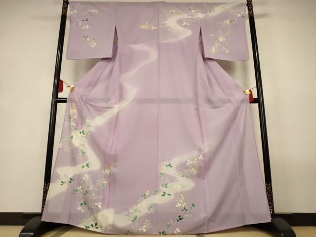 平和屋着物＊夏物　創業460年・千總　訪問着　絽　草花文　暈し染め　銀糸　松坂屋扱い　反端付き　正絹　逸品　AABL2785jd