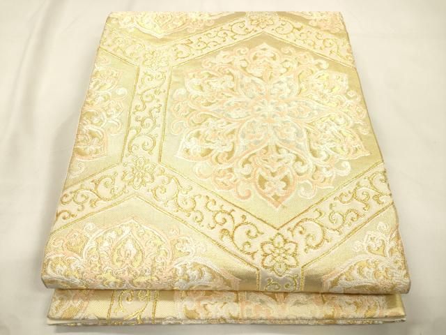 平和屋着物●西陣　川島織物　六通柄　本袋帯　亀甲花文　金糸　正絹　逸品　CABK8678dy