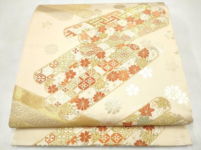 平和屋着物●西陣の名門　本家加納　六通柄袋帯　唐織　花筏文　金糸　鈴乃屋扱い　正絹　逸品　CABL0964hy 28,080円