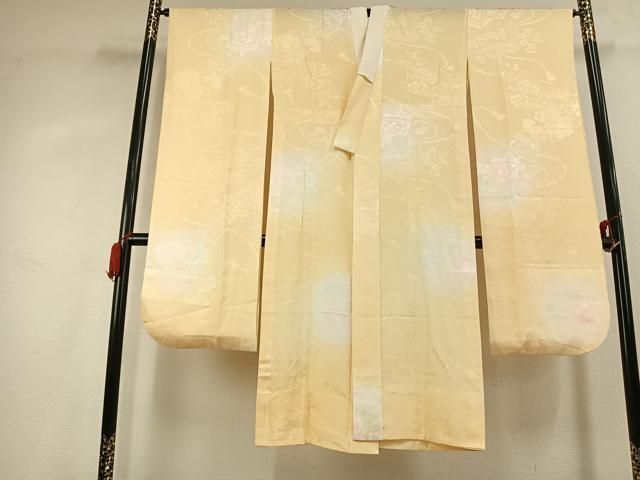 平和屋着物●振袖用長襦袢　無双仕立て　貝桶花地紋　暈し染め　正絹　逸品　AABL2842fy