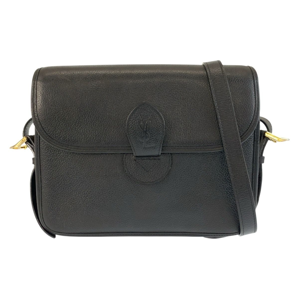 美品 YVES SAINT LAURENT イヴ サンローラン ヴィンテージ YSL ブラック 黒 ゴールド金具 ショルダーバッグ ポシェット レディース 603734【中古】