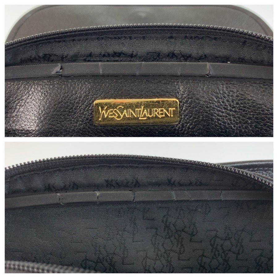 美品 YVES SAINT LAURENT イヴ サンローラン ヴィンテージ YSL ブラック 黒 ゴールド金具 ショルダーバッグ ポシェット レディース 603734【中古】