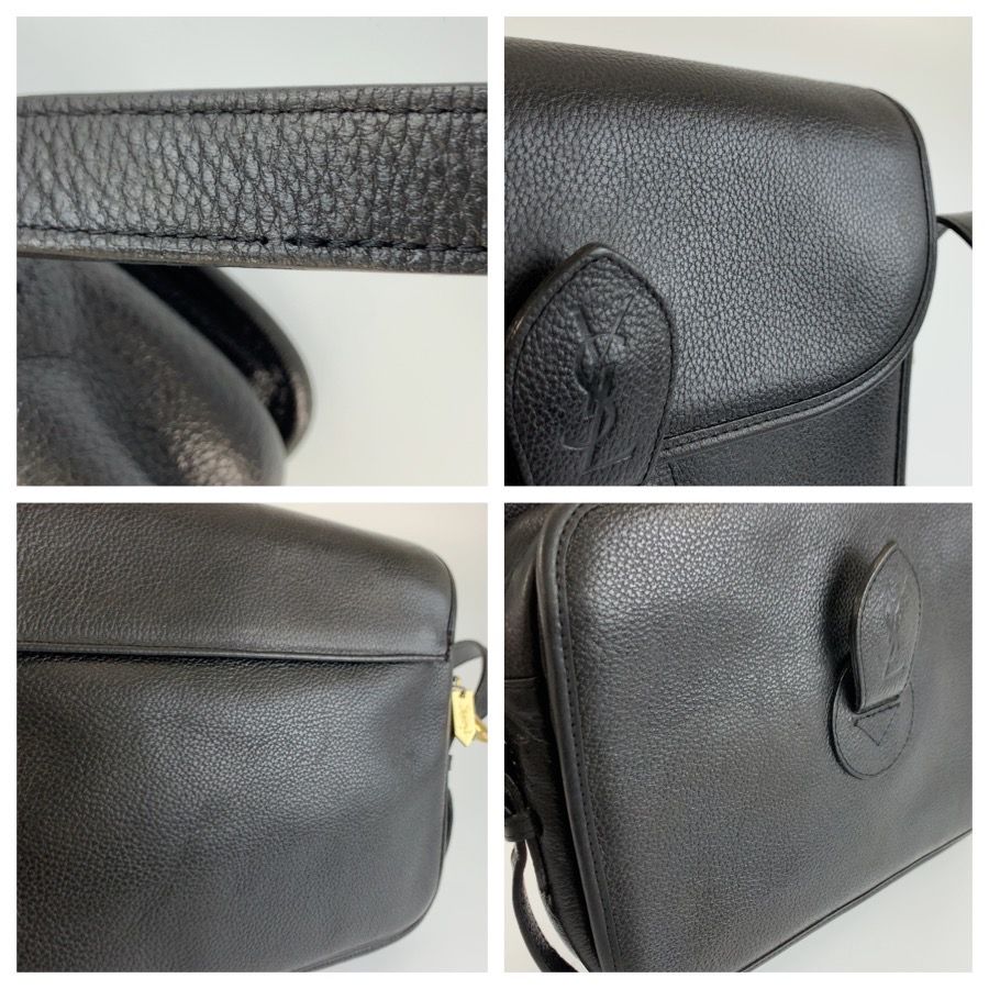 美品 YVES SAINT LAURENT イヴ サンローラン ヴィンテージ YSL ブラック 黒 ゴールド金具 ショルダーバッグ ポシェット レディース 603734【中古】