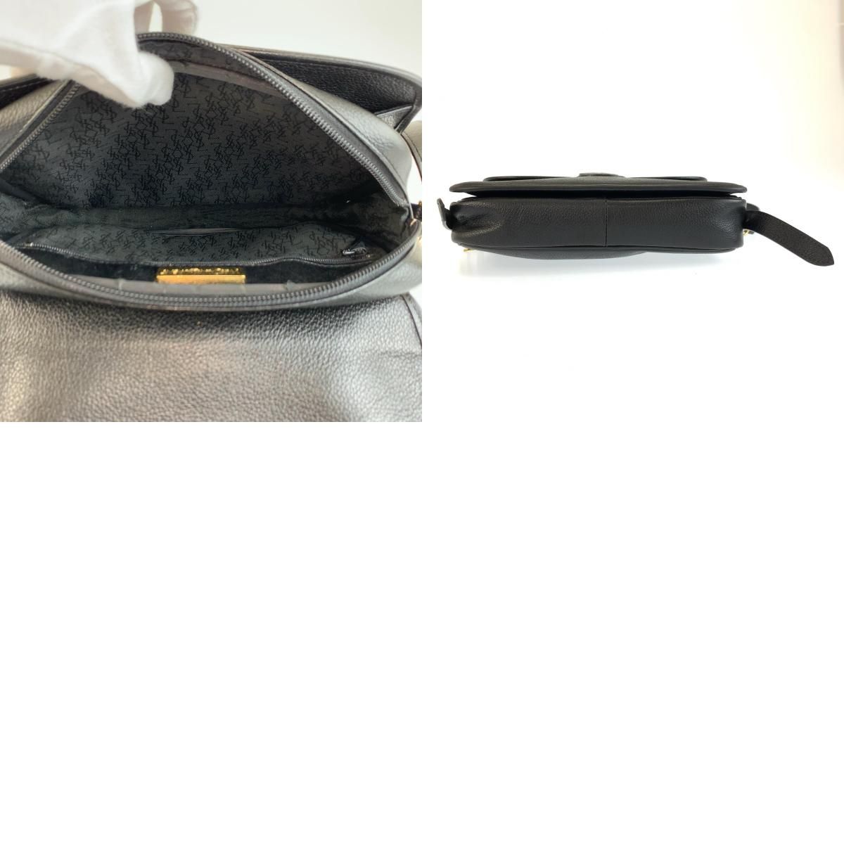 美品 YVES SAINT LAURENT イヴ サンローラン ヴィンテージ YSL ブラック 黒 ゴールド金具 ショルダーバッグ ポシェット レディース 603734【中古】
