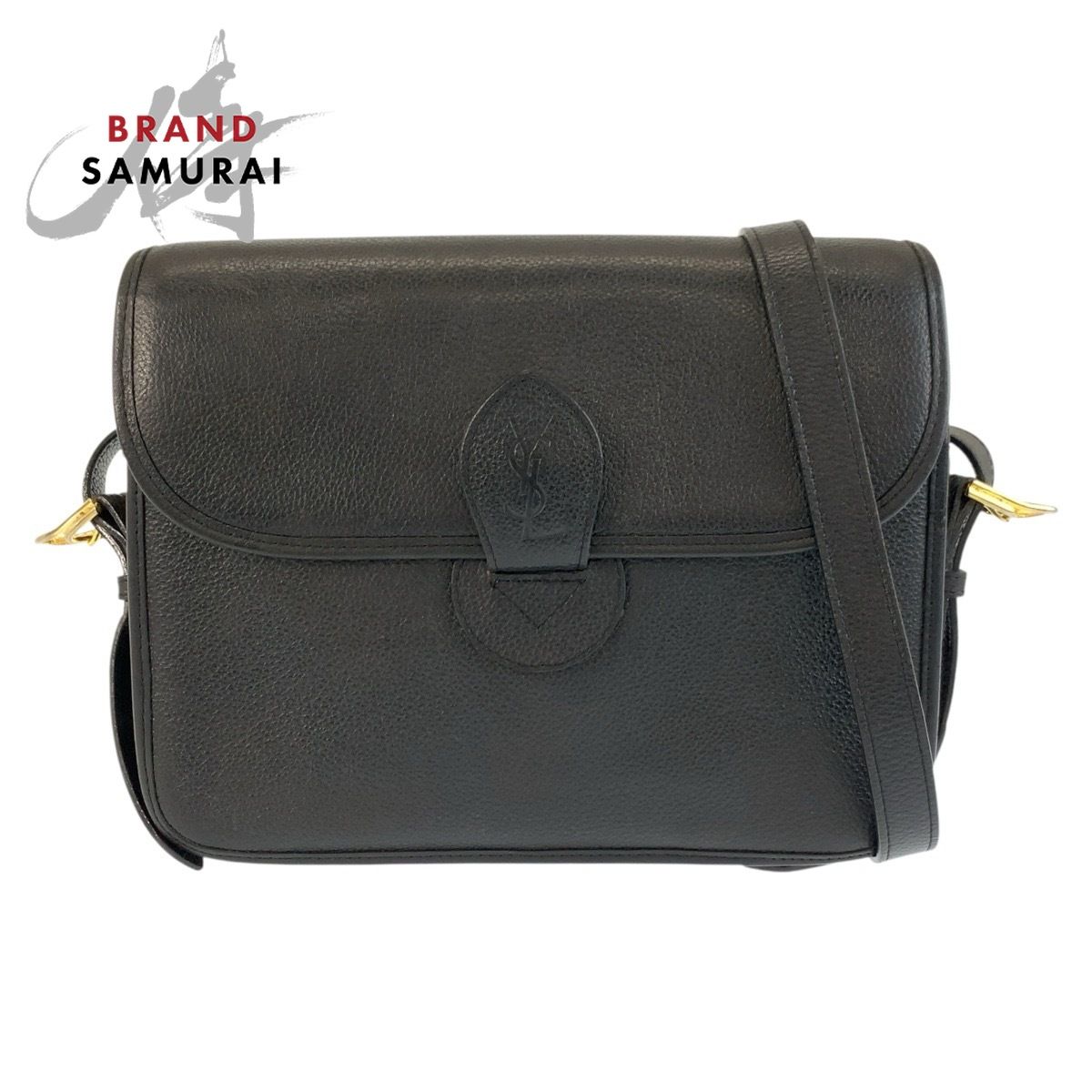 美品 YVES SAINT LAURENT イヴ サンローラン ヴィンテージ YSL ブラック 黒 ゴールド金具 ショルダーバッグ ポシェット レディース 603734【中古】