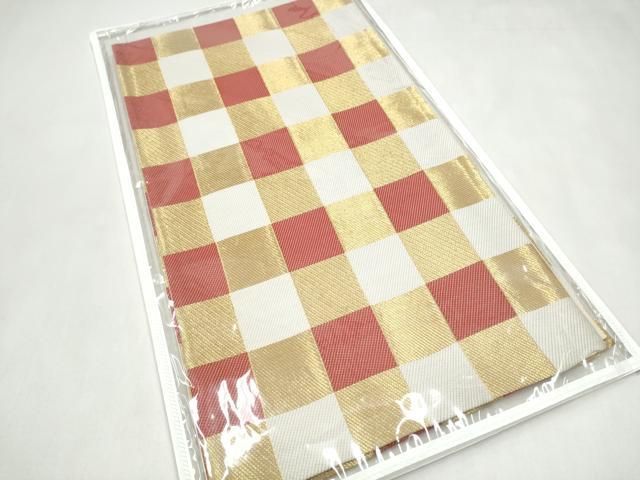 平和屋着物●六通柄袋帯　市松文様　金糸　正絹　逸品　CABL0864hy 8,008円