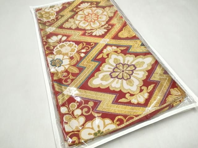 平和屋着物●六通柄袋帯　花唐草文　金糸　正絹　逸品　CABL0878hy