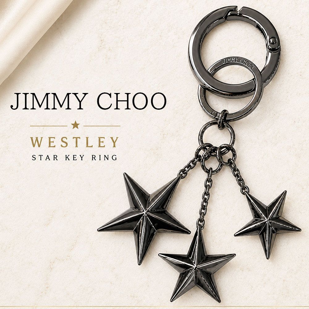 新品 JIMMY CHOO ジミーチュウ WESTLEY スターチャーム メタル キーリング バッグチャーム ブラック ガンメタル J000102597 レディース メンズ 2026AW 25,060円