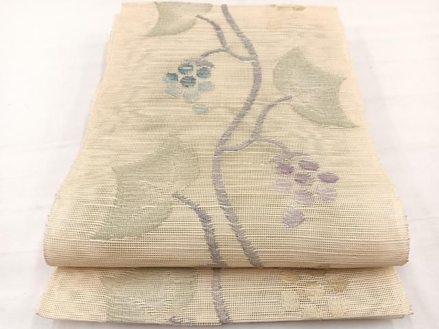平和屋着物＊夏物　1854年創業　帯屋捨松　八寸名古屋帯　葡萄　正絹　逸品　BAAX7996hv