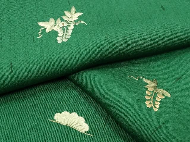 平和屋着物●上質な小紋　総刺繍　舞花文　金糸　正絹　逸品　CABK2156gh