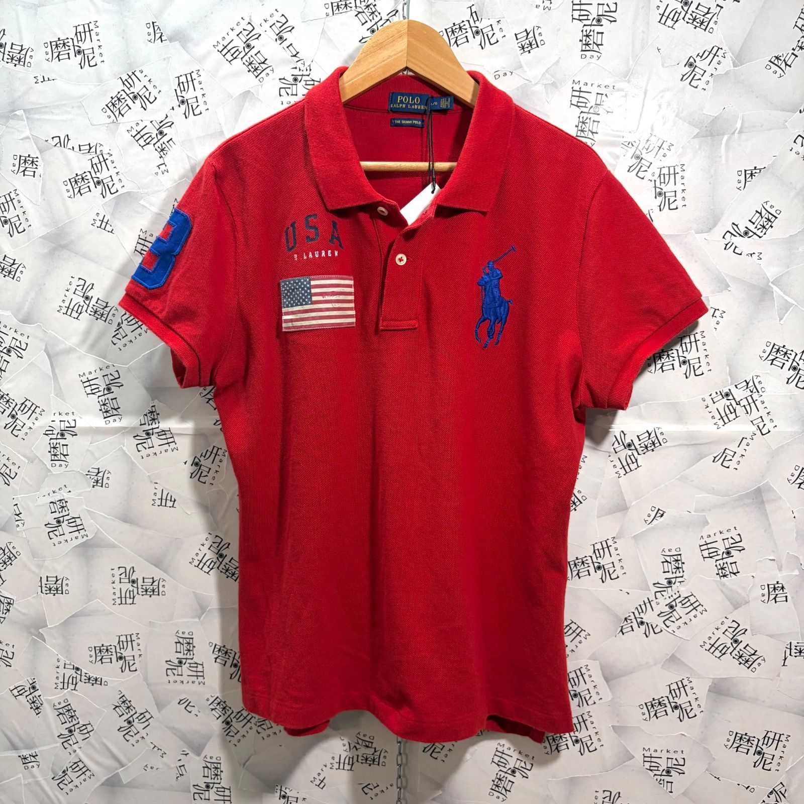 Ralph Lauren ラルフローレン ポロシャツ ビッグポニー 刺繍 メンズ 紺