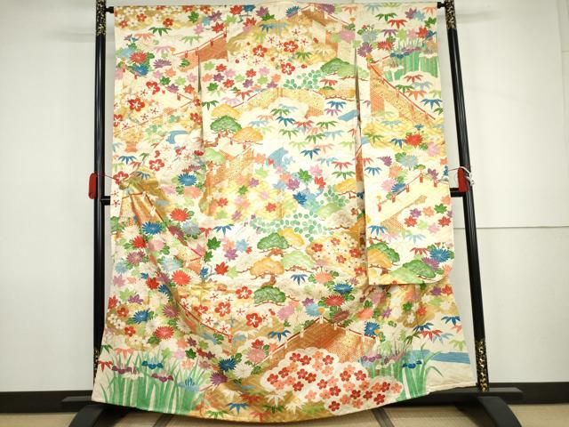 平和屋着物●豪華振袖　駒刺繍　松竹梅吉祥文　金彩　正絹　逸品　AABK1686cs 33,800円