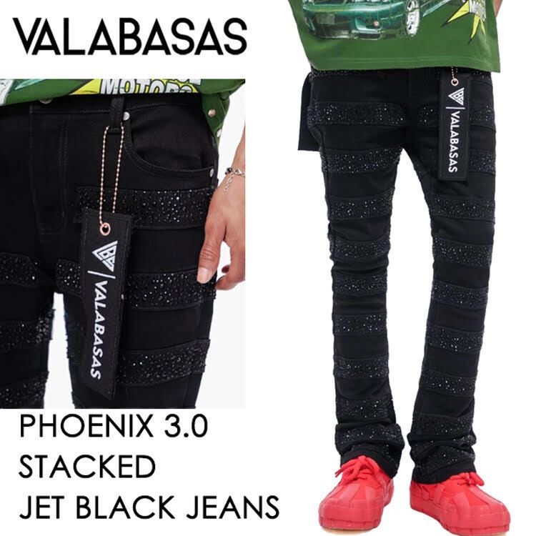 【 本国現地価格 】VALABASAS PHOENIX 3.0 STCKED 【JET BLACK】【ブラック】 【黒】 【スキニーフレア】【キーホルダー付】【前ブランドロゴ吊り下げタグ】【後ブランドロゴ布タグ】