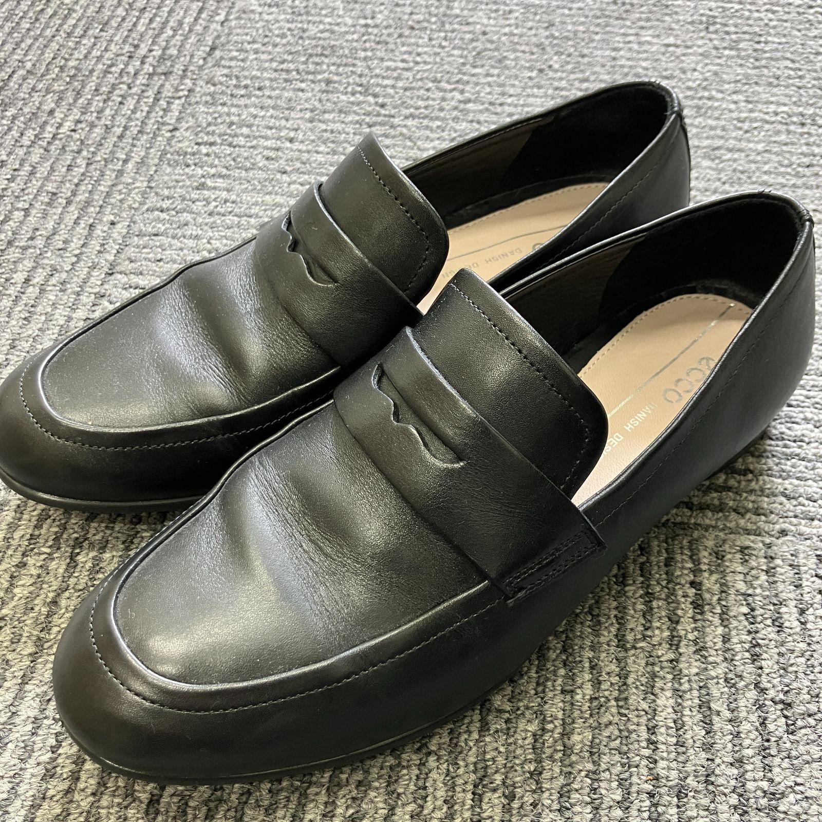 【441301119508】中古/美品 ecco エコー レザー ペニーローファー 36 ブラック 黒 コインローファー 現状品