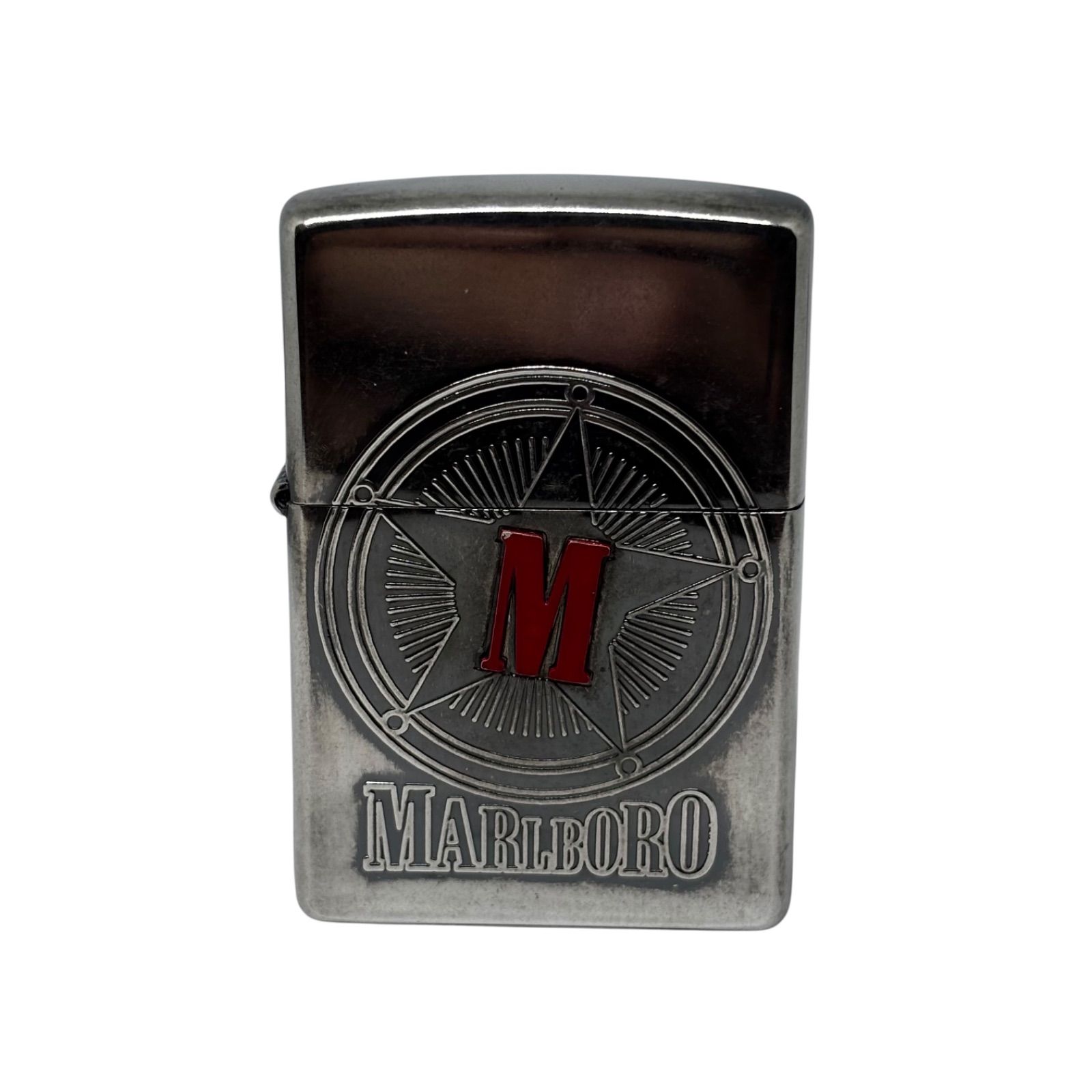 マルボロ Marlboro マールボロ ZIPPO ジッポ ライター 2000年 スター コンパス Mエンブレム ロゴ シルバー USA製 アンティーク ヴィンテージ 真鍮