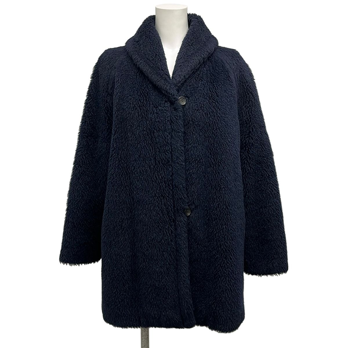 Max Mara(マックスマーラ) コート サイズ42 M レディース美品 テディベア 108608036 ダークネイビー 長袖/秋/冬 ウール、アルパカ、シルク