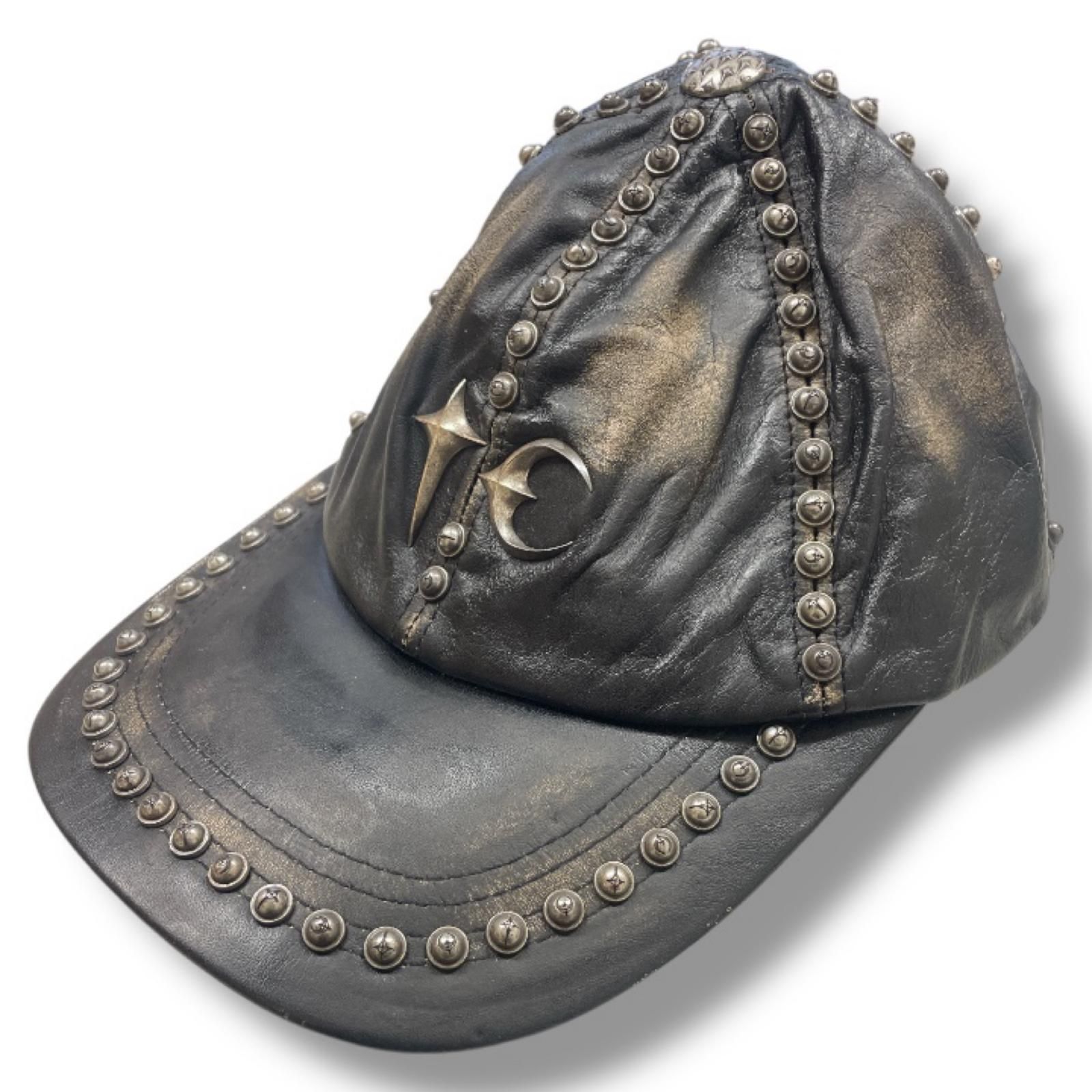 参考上代55000円 未使用 THUG CLUB 25AW STUDDED WASHED LEATHER CAP スタッズレザーキャップ 帽子 サグクラブ TC25AC2103 ブラック O/S （17854M） 13,320円