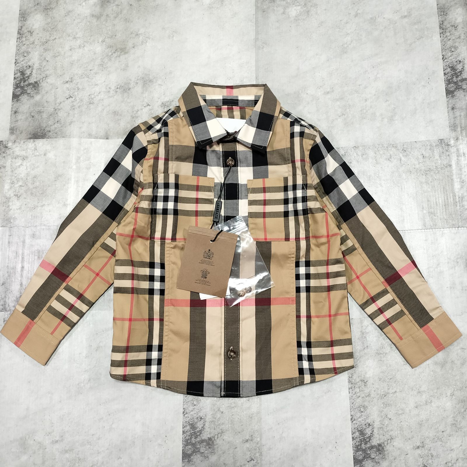未使用品】BURBERRY LONDON ENGLAND ノバチェック 長袖シャツ 18M/86cm 