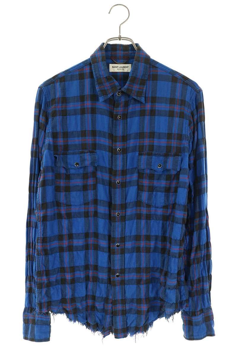 サンローランパリ 16SS 419384 Y840L ウエスタンチェック長袖シャツ メンズ