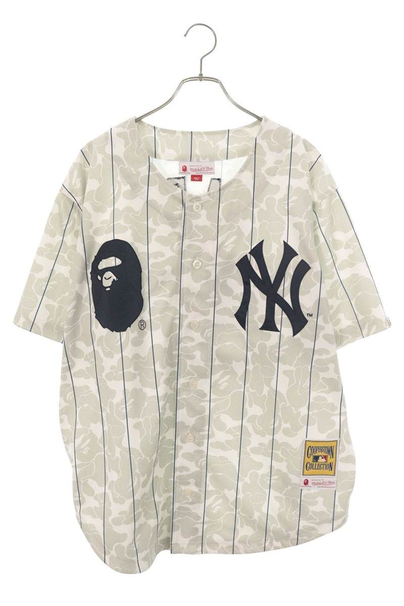 アベイシングエイプ ×ミッチェルアンドネス Mitchell&Ness MLB newyork yankees camo jersey カモフラベースボール半袖シャツ メンズ XL 23,484円