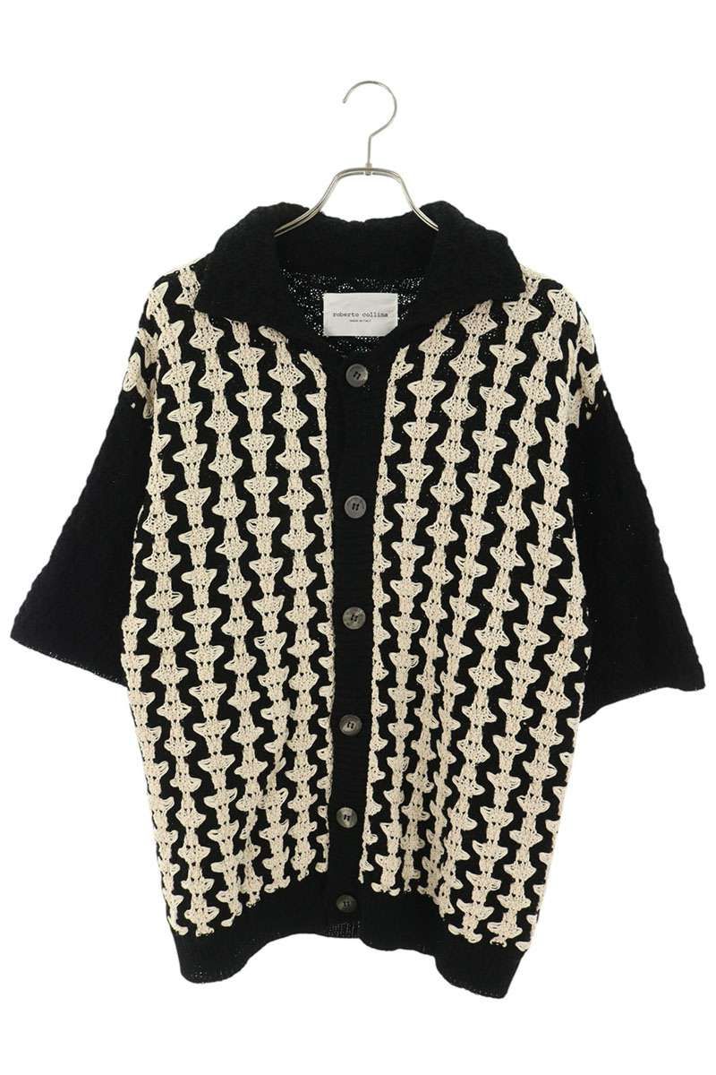 ロベルトコリーナ 幾何学模様ニット半袖シャツ メンズ 50 14,035円