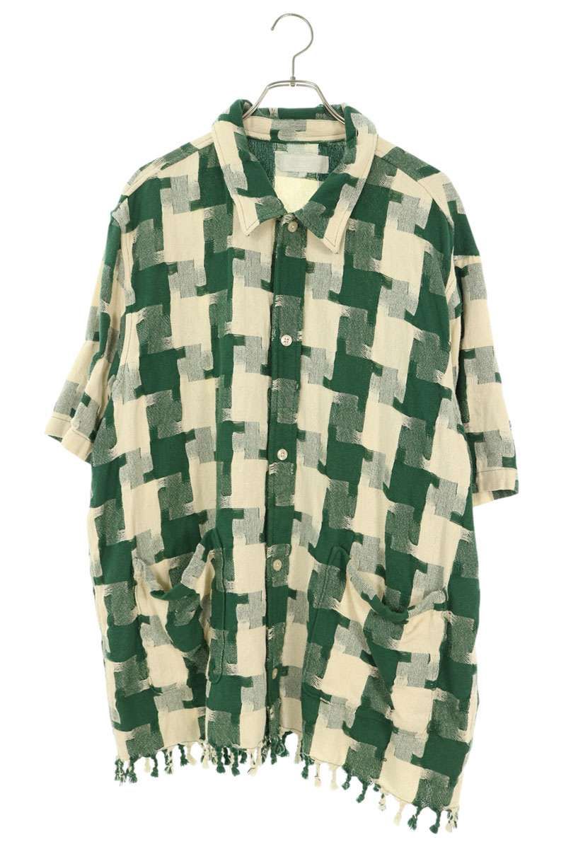 キス 24SS Jumbo Houndstooth Overshirt ジャンボ ハウンドトゥース オーバー半袖シャツ メンズ XXL